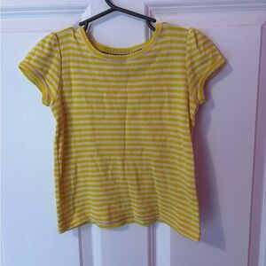Mini Boden Yellow & White Striped Short Sleeve Tee